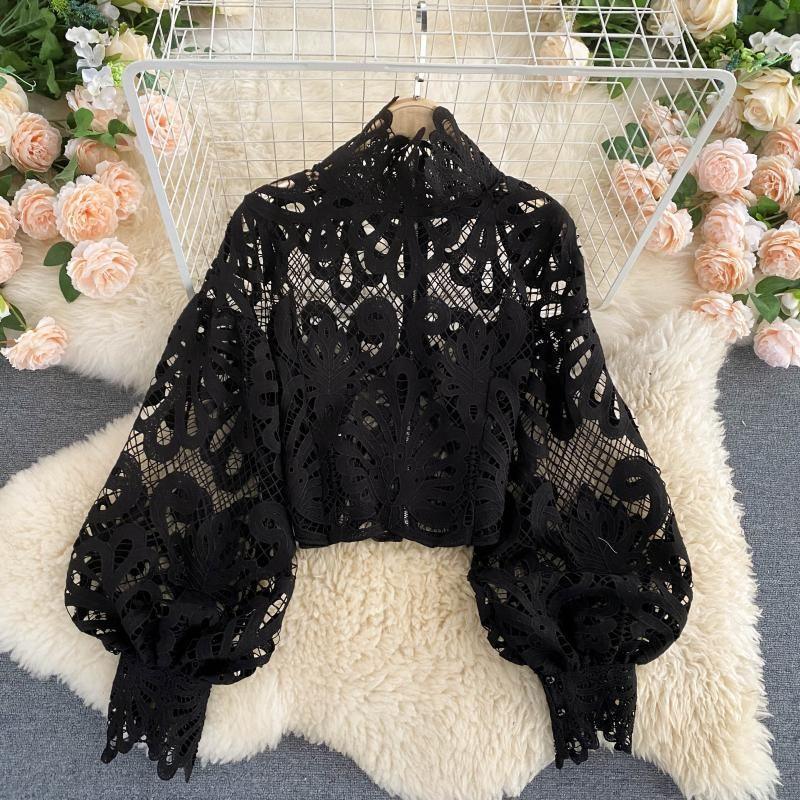 Maira Lace Lantern Sleeve Blouse