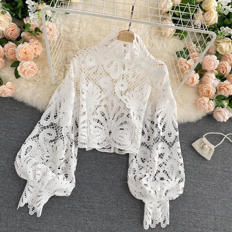 Maira Lace Lantern Sleeve Blouse