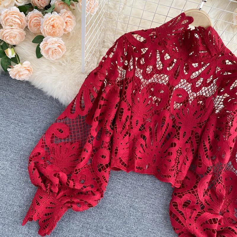 Maira Lace Lantern Sleeve Blouse