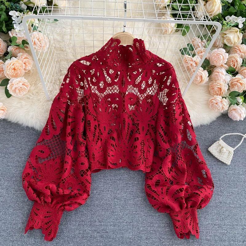 Maira Lace Lantern Sleeve Blouse