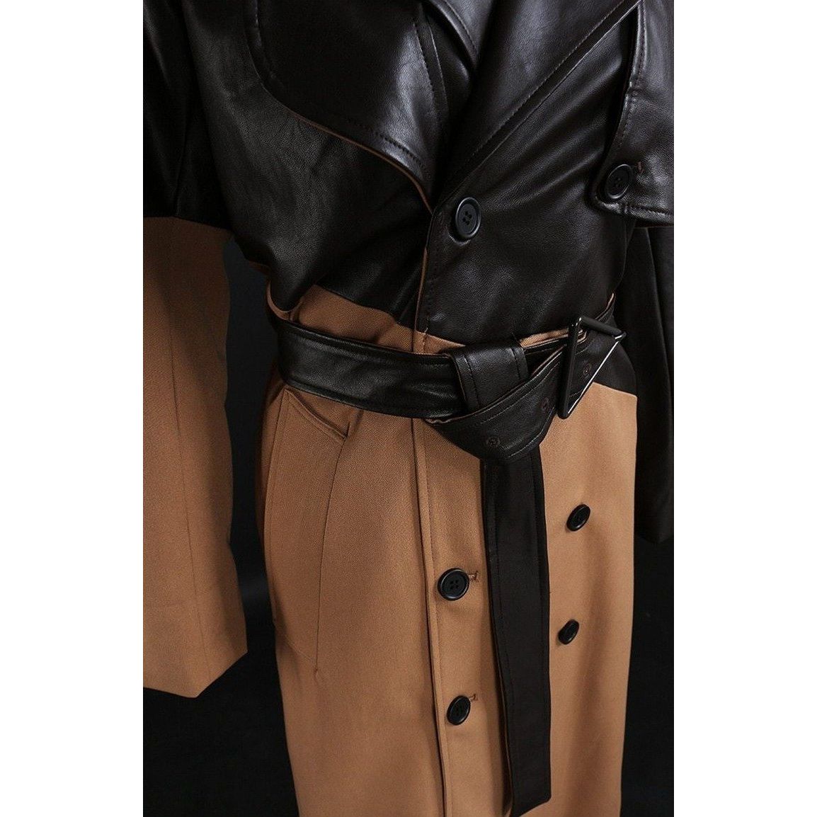 The Espresso Long Sleeve Spliced Trenchcoat