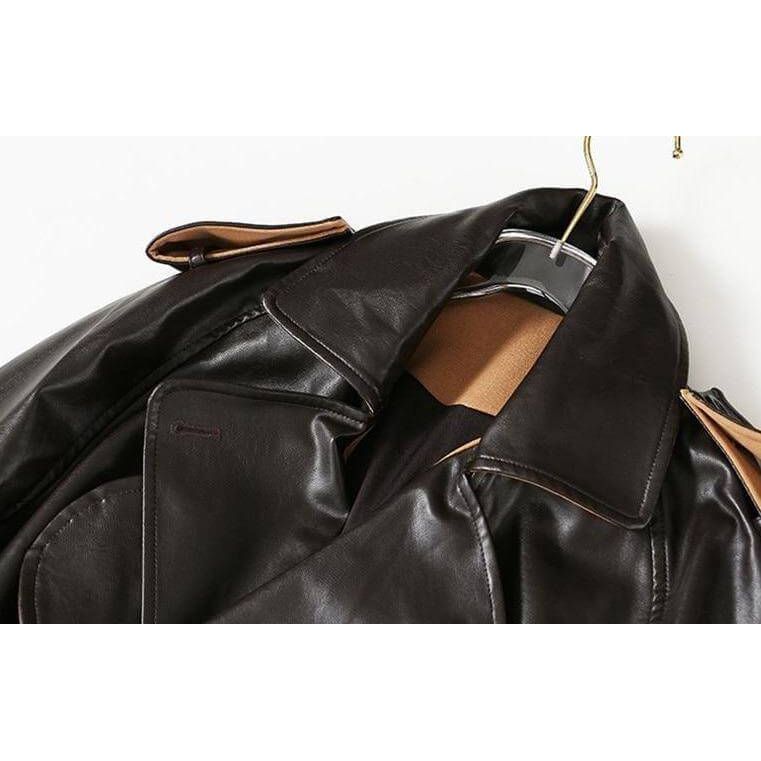 The Espresso Long Sleeve Spliced Trenchcoat