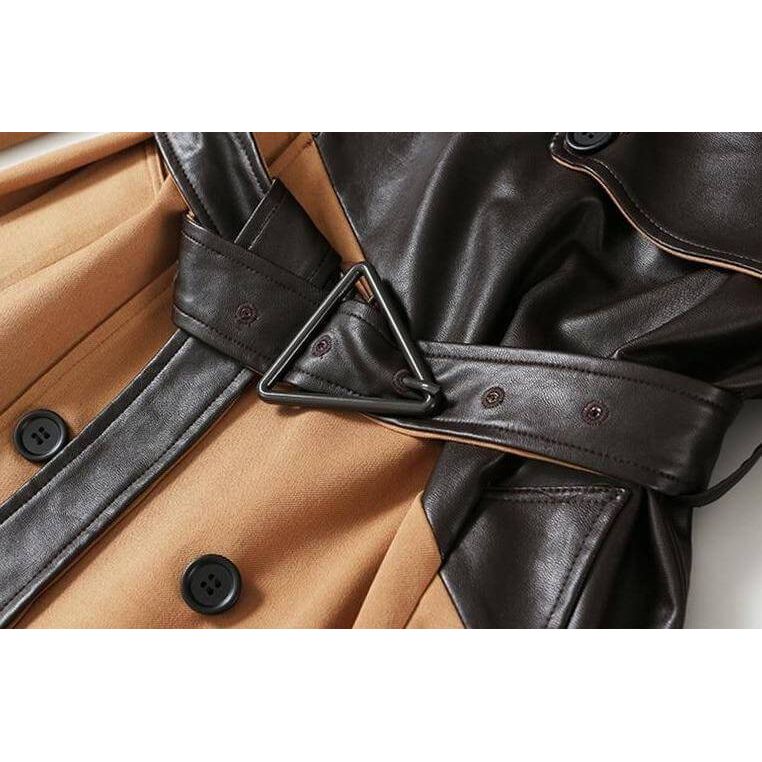 The Espresso Long Sleeve Spliced Trenchcoat