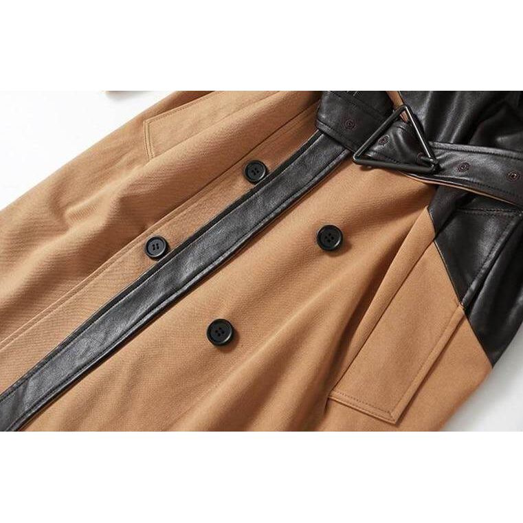The Espresso Long Sleeve Spliced Trenchcoat