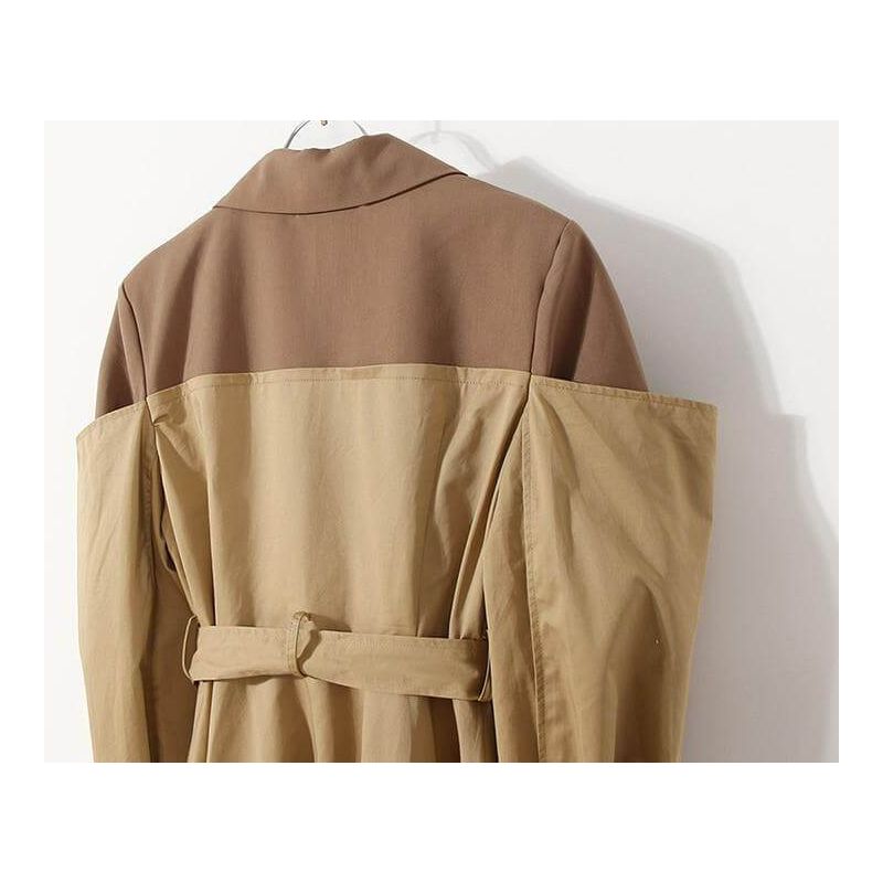 The Cappuccino Long Sleeve Spliced Trenchcoat