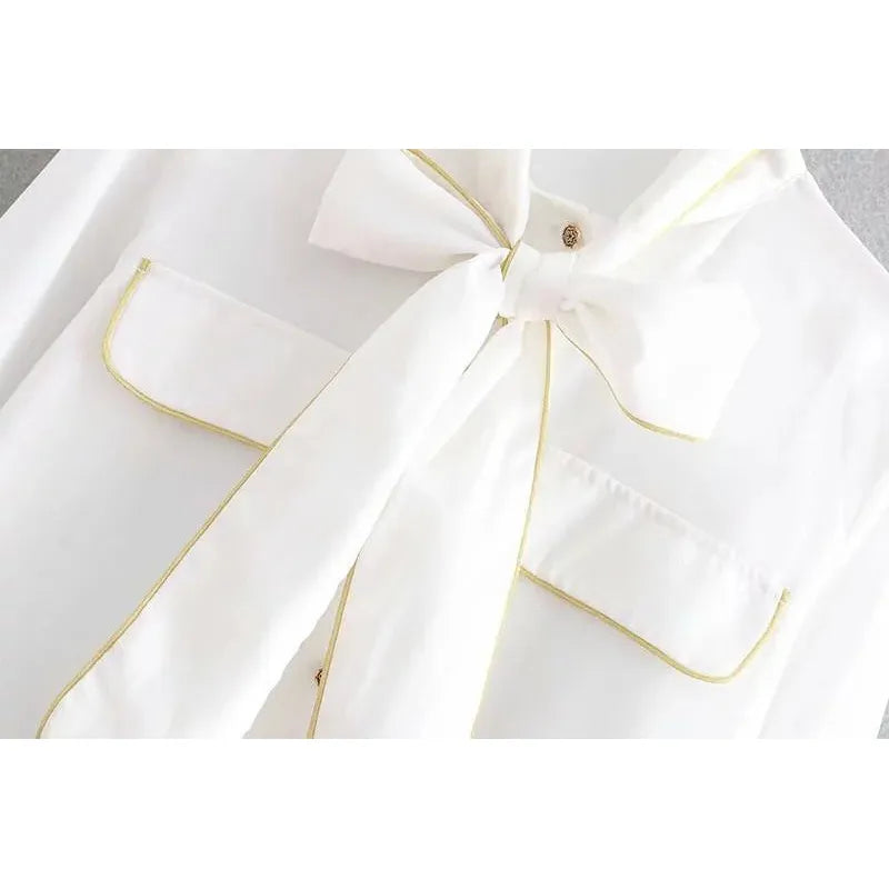 The Nadine Bow Tie Blouse - White