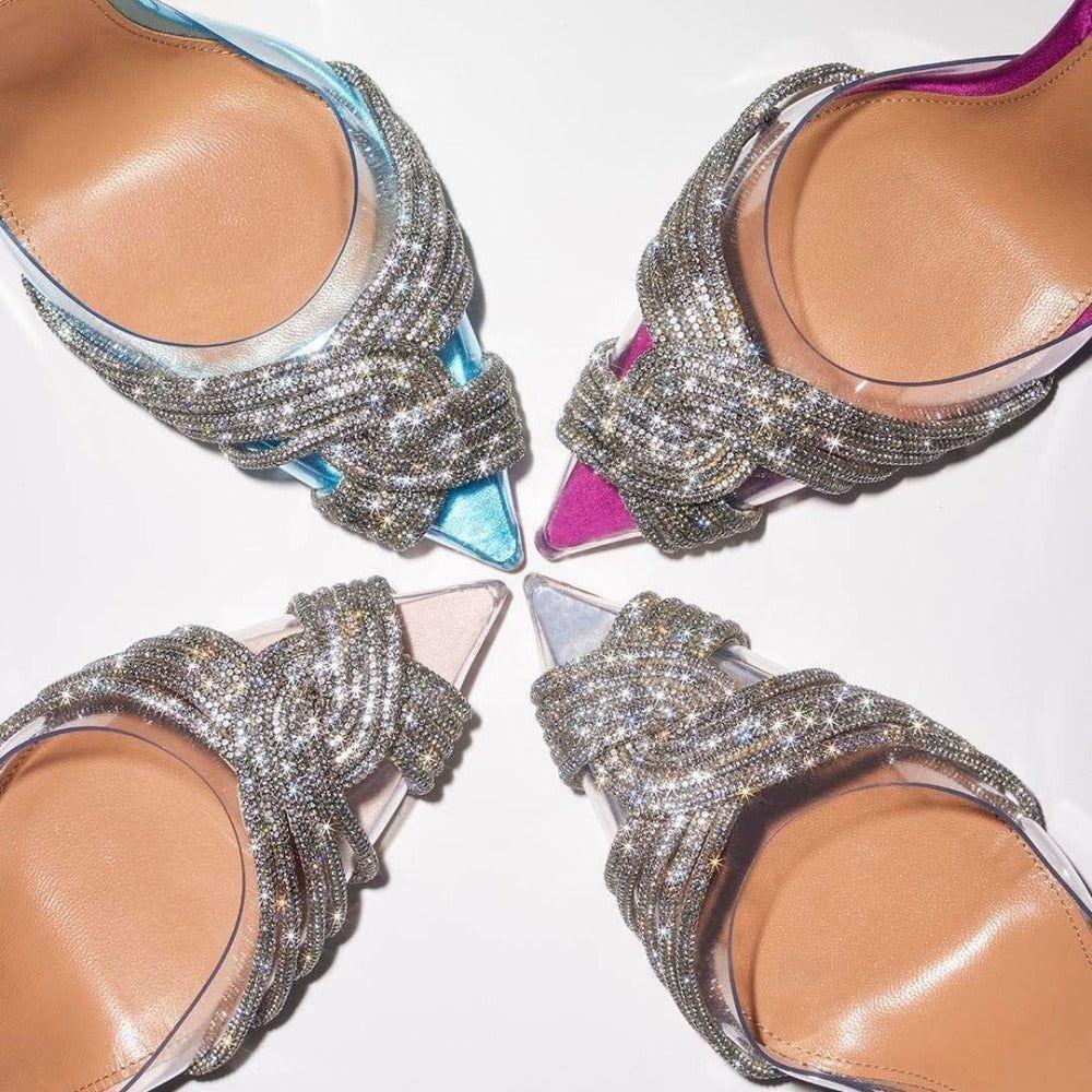 Cosmopolitan Rhinestone Pointed Toe Crystal Clear Heels