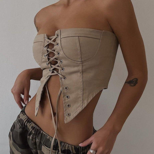 French Kiss Vintage Lace Up Corset Top